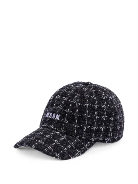 MSGM tweed-effect logo-embroidered baseball cap Black 4141MDL04267506