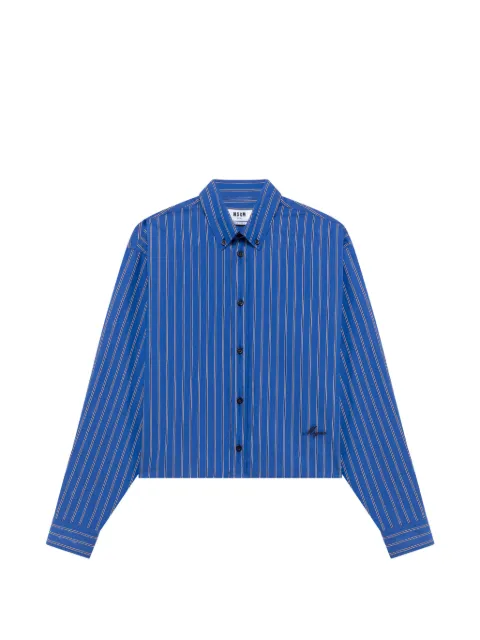 MSGM vertical-stripe cropped shirt Blue 4140ME11A267504
