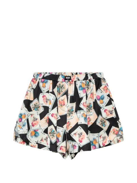 MSGM playing-card-print shorts Black 4141MDB01C267626