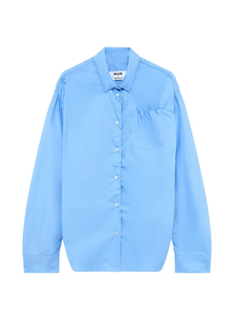 MSGM ruched chest-pocket shirt Blue 4141MDE07X267512
