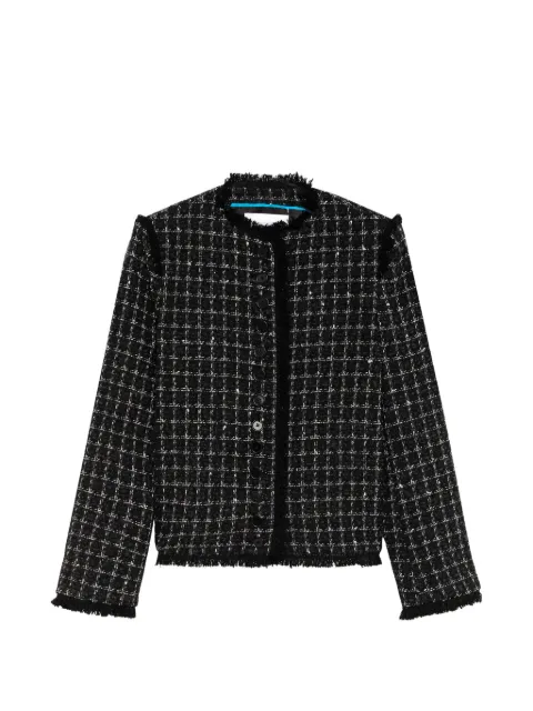 MSGM bouclé-tweed frayed jacket Black 4141MDG08A267506