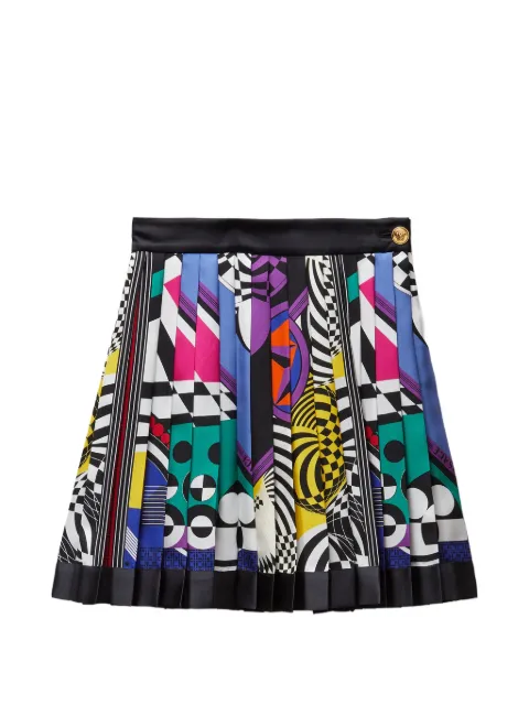 Versace printed silk-twill pleated mini skirt Black 10008291A19288