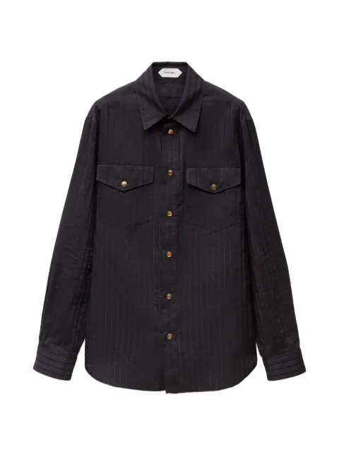 Versace jacquard cotton-silk regular shirt Black 10268161A18548