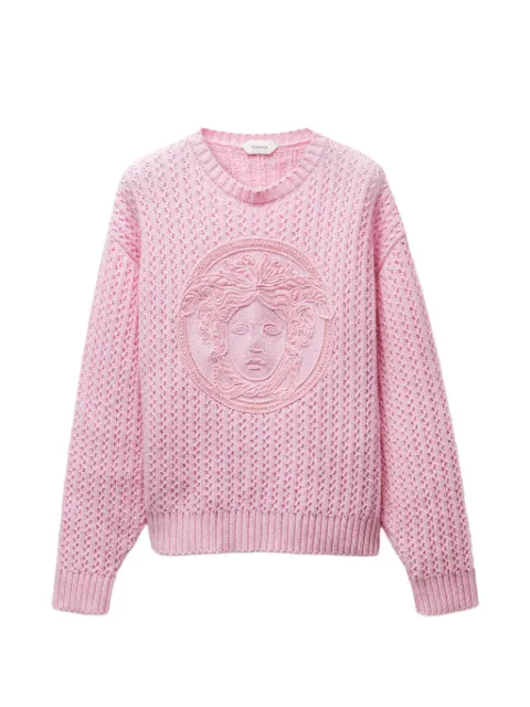 Versace embroidered wool & cashmere knit sweater Pink 10267571A19160