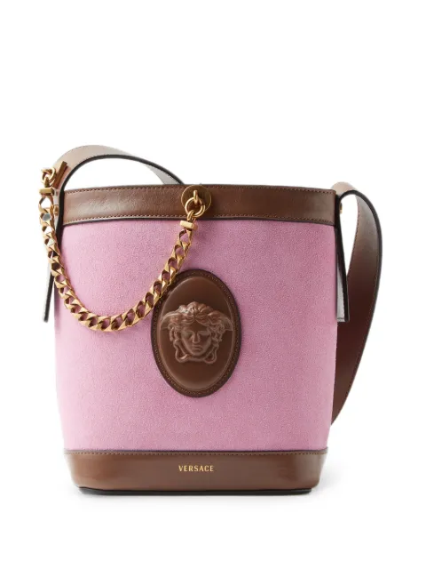 Versace Pivot mini suede bucket bag Pink 10260481A17850