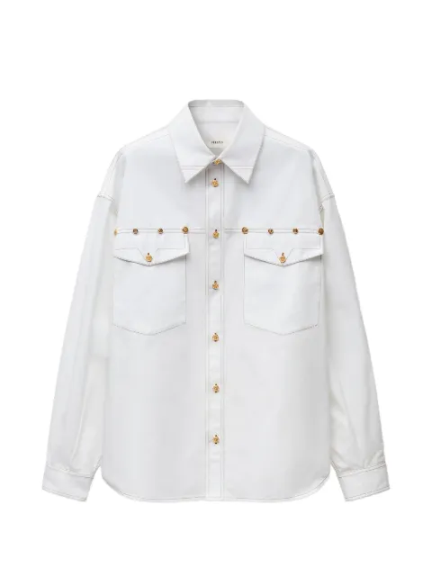 Versace embroidered-detail cotton-poplin shirt White 10268131A13878