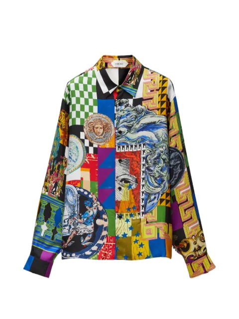 Versace printed silk twill regular shirt Black 10245201A19270