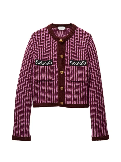 Versace wool crochet-stitch knit cardigan Purple 10265461A19052