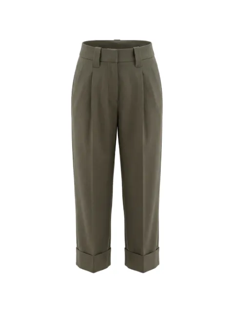 Brunello Cucinelli pleated-detail turn-up trousers Green MB199P9357C3998