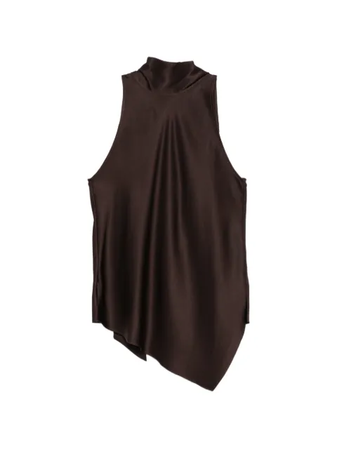 Brunello Cucinelli asymmetric-hem silk top Brown MB179B1S04C9993