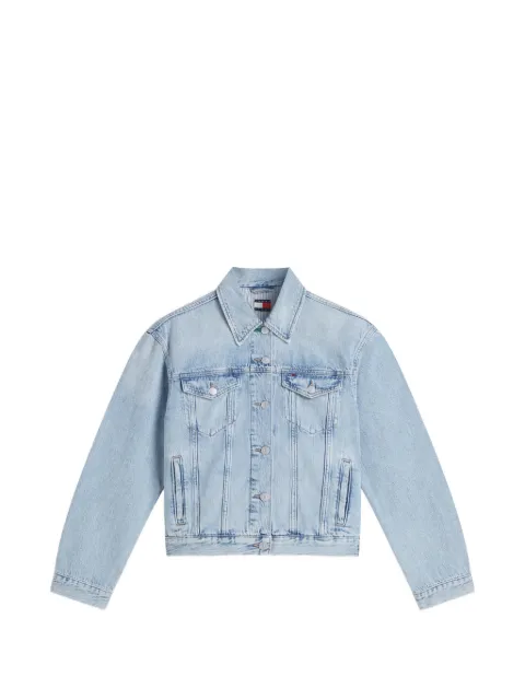 Tommy Jeans flag-patch faded denim jacket Blue DW0DW23471