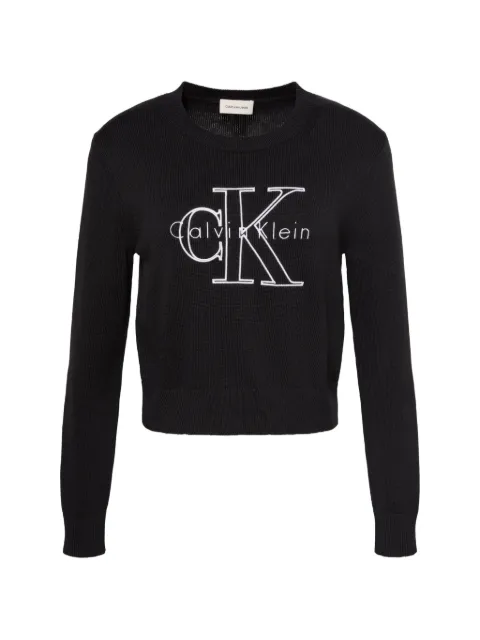 Calvin Klein logo-embroidered sweater Black LV047G322GUB1