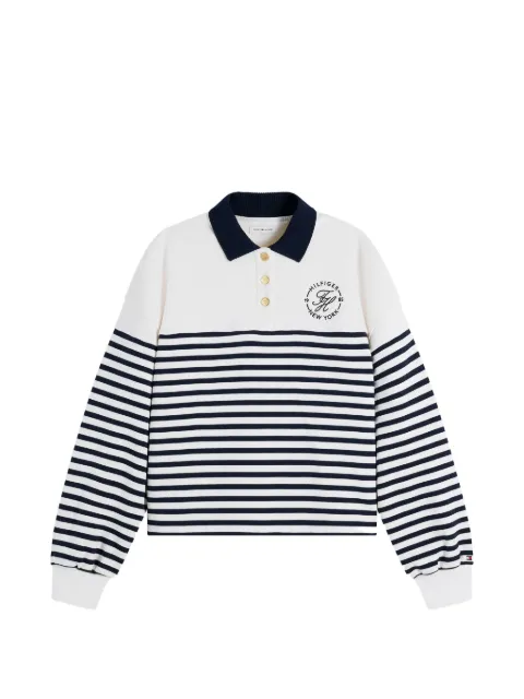 Tommy Hilfiger striped long-sleeve polo shirt White WW0WW50036