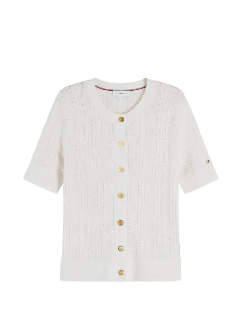 Tommy Hilfiger cable-knit short-sleeve cardigan White WW0WW50070