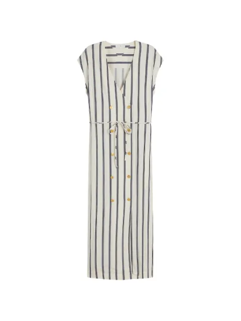 Tommy Hilfiger striped double-breasted midi dress Neutrals WW0WW51013