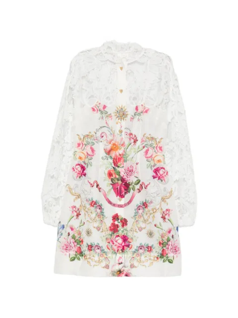 Camilla lace-panelled floral-print mini dress White 00043307