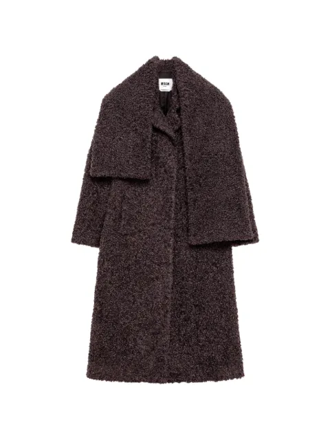 MSGM scarf-detail bouclé-effect coat Purple 4141MDC06267509