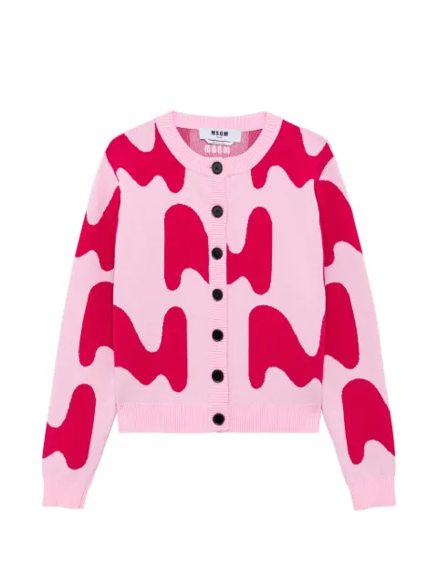 MSGM abstract-pattern button-up cardigan Pink 4141MDM208267755