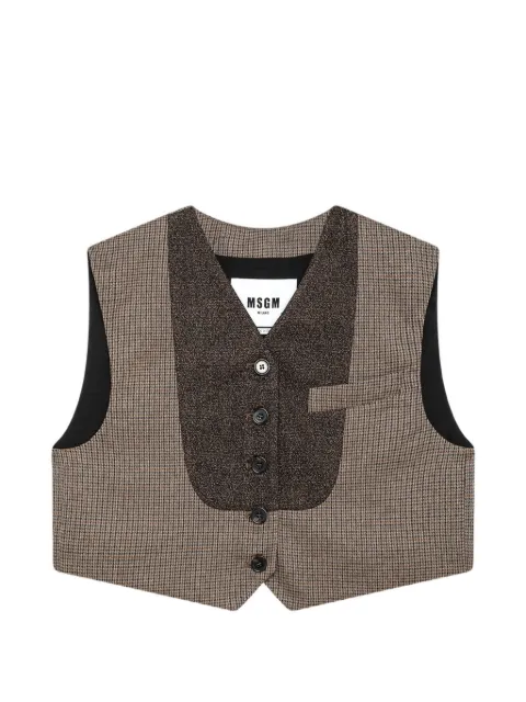 MSGM check-pattern cropped waistcoat Brown 4141MDW01Y267609