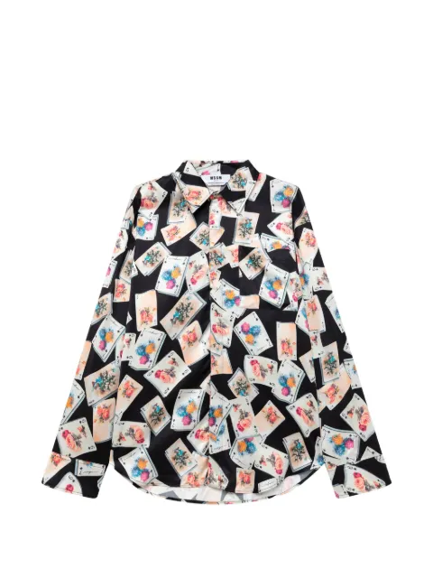 MSGM playing-card-print button-down shirt Black 4140ME15267626