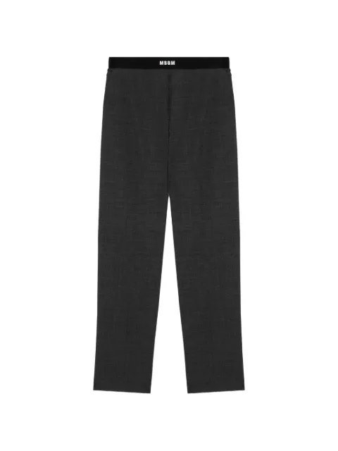 MSGM logo-waistband tailored trousers Grey 4141MDP13267617