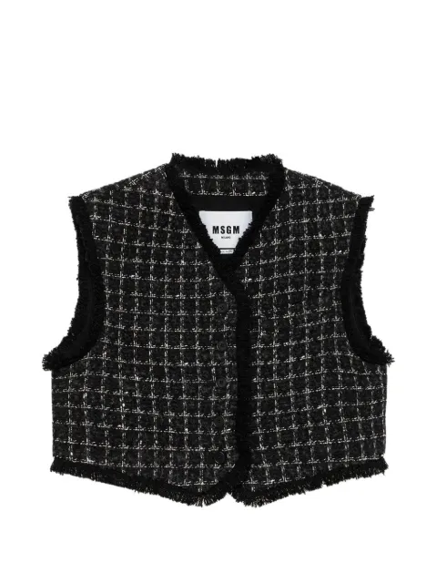 MSGM bouclé frayed jacket Black 4141MDW01A267506