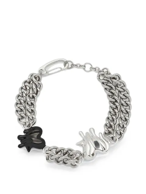 YOJ heart-motif curb-link bracelet Silver OILBLACKHEARTBRACELETSILVER