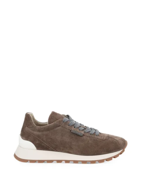 Brunello Cucinelli Monili-chain suede sneakers Brown MZSFG2110C8769