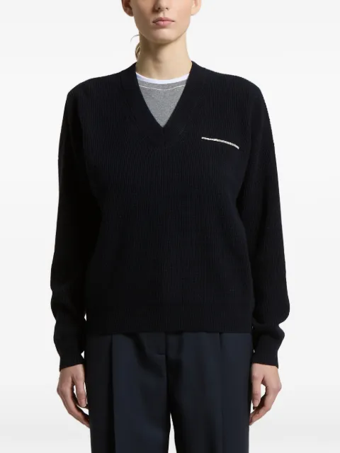 Peserico ribbed-knit V-neck sweater Blue A99264F12K09283