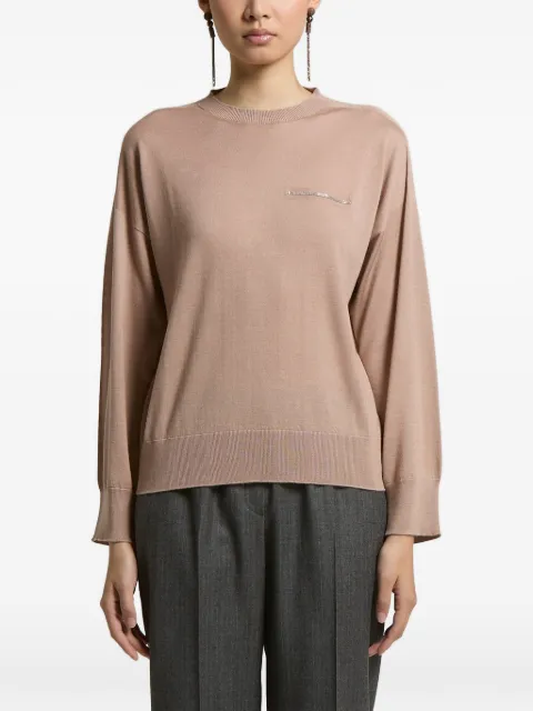 Peserico embellished-detail dropped-shoulder sweater Neutrals A99842F18K09189