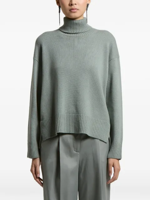 Peserico roll-neck side-slit sweater Green A99268F07K09283