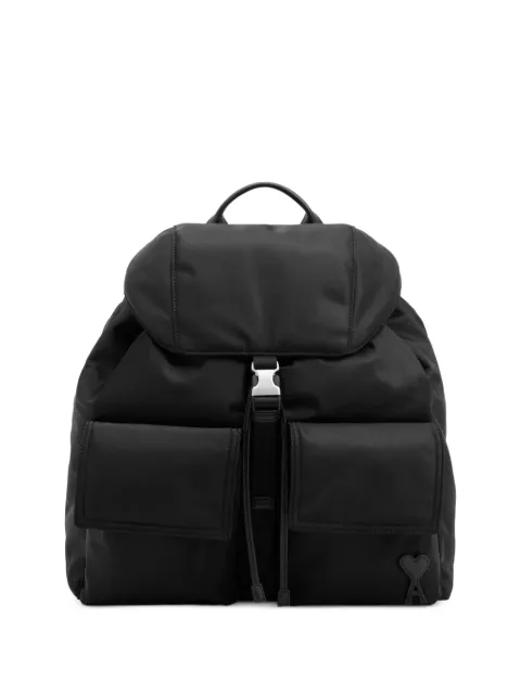 AMI Paris nylon Marcel flap backpack Black H26ULL757AW0001