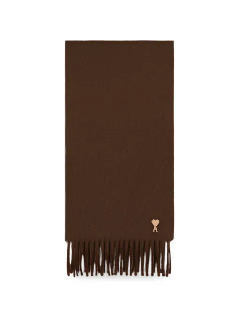 AMI Paris wool scarf with Ami de Coeur patch Brown H26USF698AW0059