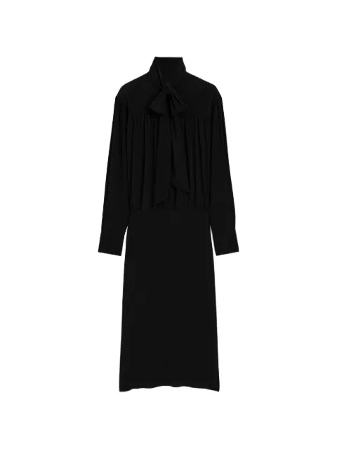 AMI Paris midi Lavallière silk-blend dress Black H26FDR684AC0022