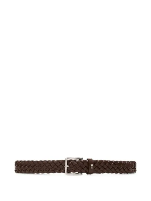 AMI Paris braided Paris Paris cow leather belt 30mm Brown H26UBL214AL0223
