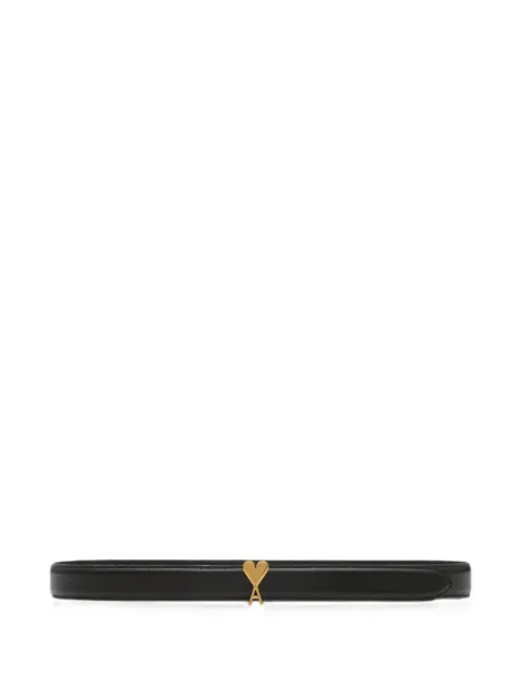 AMI Paris cowhide leather belt 25mm with Ami de Coeur buckle Black H26UBL209AL0222
