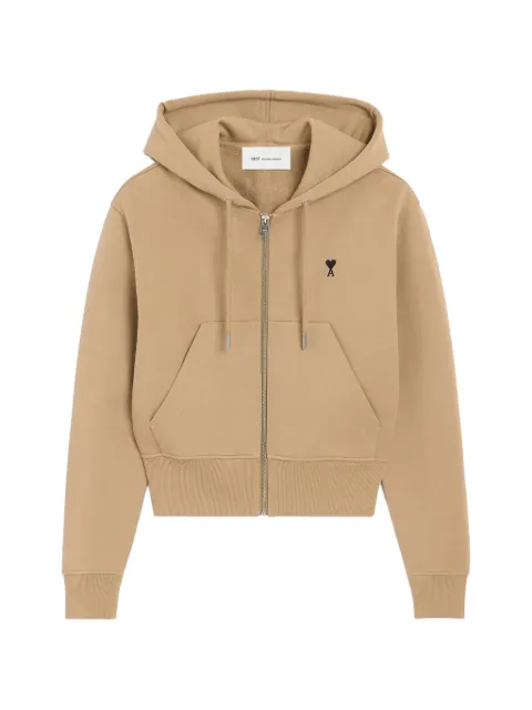 AMI Paris zipped cotton hoodie with Ami de Coeur Neutrals H26FSW801730