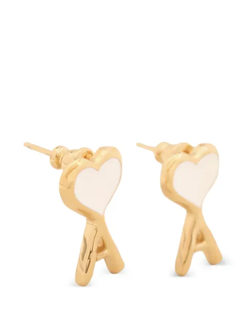 AMI Paris brass earrings with hammered Ami de Coeur Gold H26UJW465HW0026