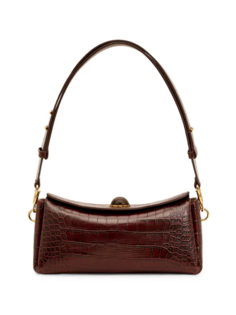AMI Paris crocodile-embossed cow leather Carrousel bag Brown H26ULL027AL0216