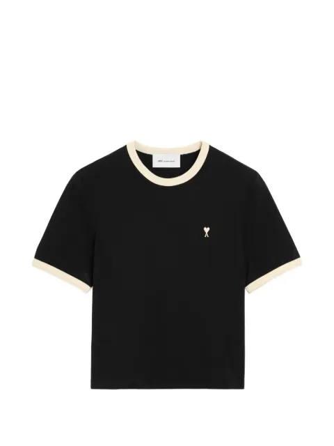 AMI Paris contrasted cotton T-shirt with Ami de Coeur Black H26HTS412JE0246