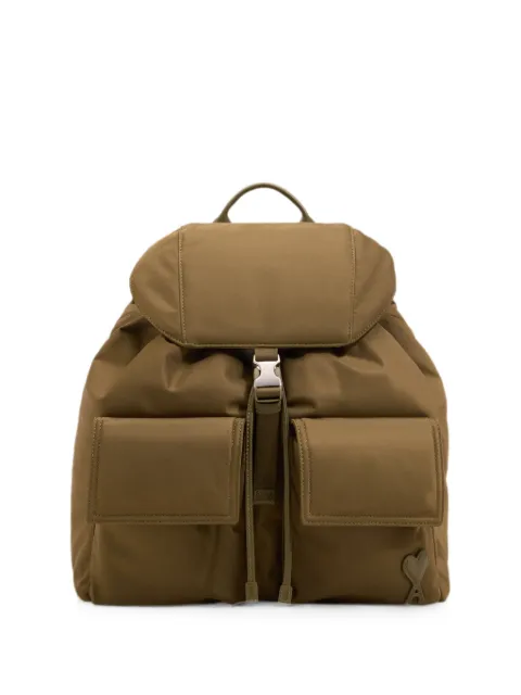 AMI Paris nylon Marcel flap backpack Green H26ULL757AW0001