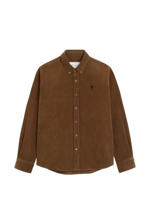 AMI Paris corduroy shirt with Ami de Coeur Brown H26HSH797CO0089