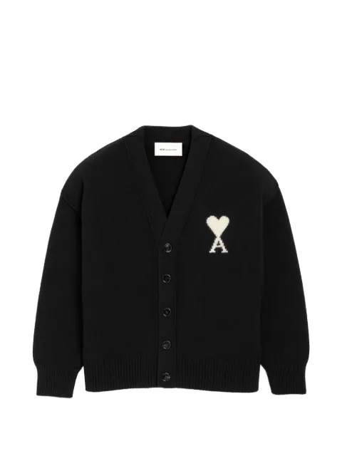 AMI Paris wool cardigan with Ami de Coeur Black H26UKC367018