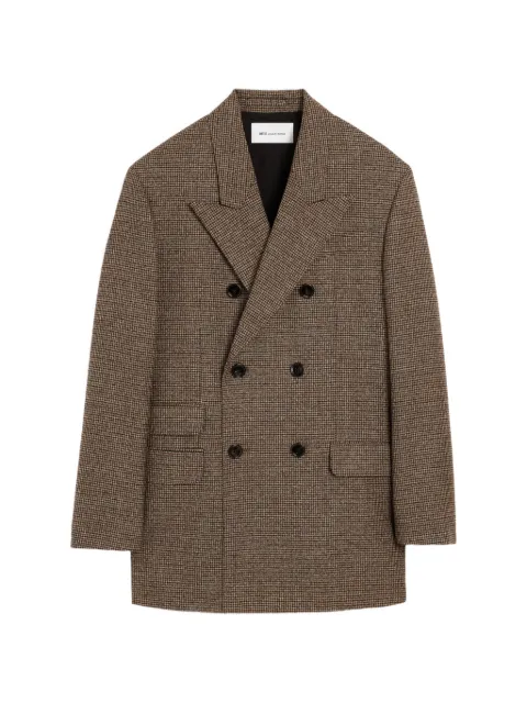 AMI Paris double-breasted houndstooth wool blazer Brown H26FBV776WV0219