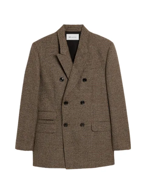 AMI Paris double-breasted houndstooth wool blazer Brown H26HBV772WV0219