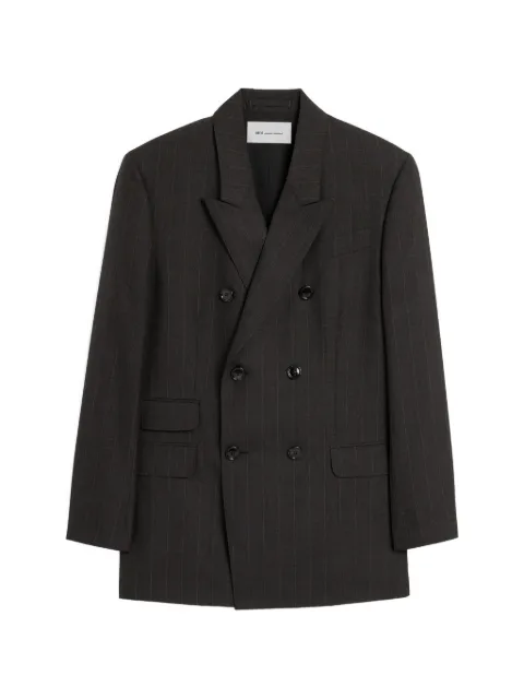 AMI Paris double-breasted striped wool blazer Grey H26HBV772WV0223