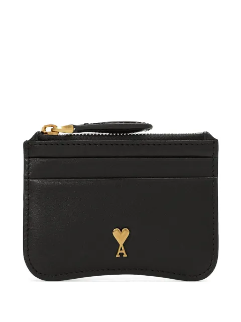 AMI Paris Paris Paris zipped cowhide-leather card holder Black H26USL707AL0208