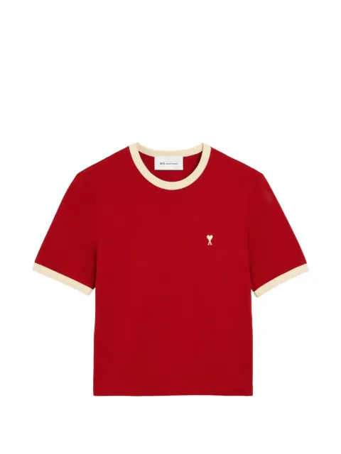 AMI Paris Ami de Coeur ringer T-shirt Red H26HTS412JE0246