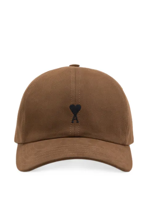 AMI Paris cotton cap with Ami de Coeur Brown H26UCP265AW0041