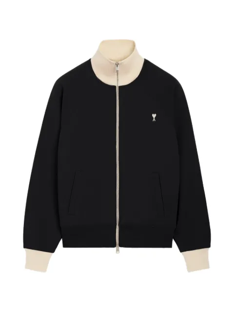 AMI Paris zipped cotton sweatshirt with Ami de Coeur Black H26USW796JE0245